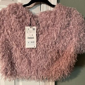 Zara | Pink Shaggy Crop Top